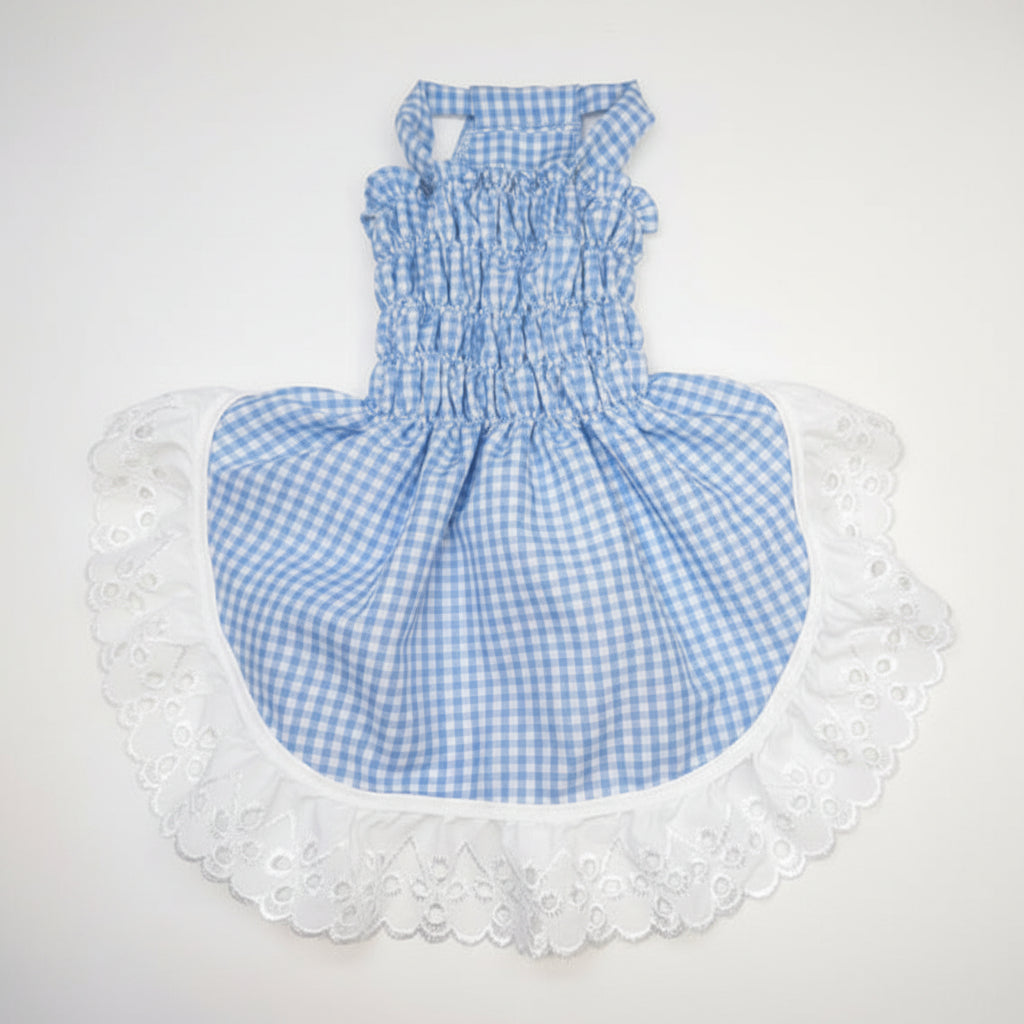 Blue Gingham Dog Dress