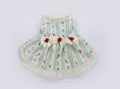 Vintage inspired green stripes and red flowers dog dress