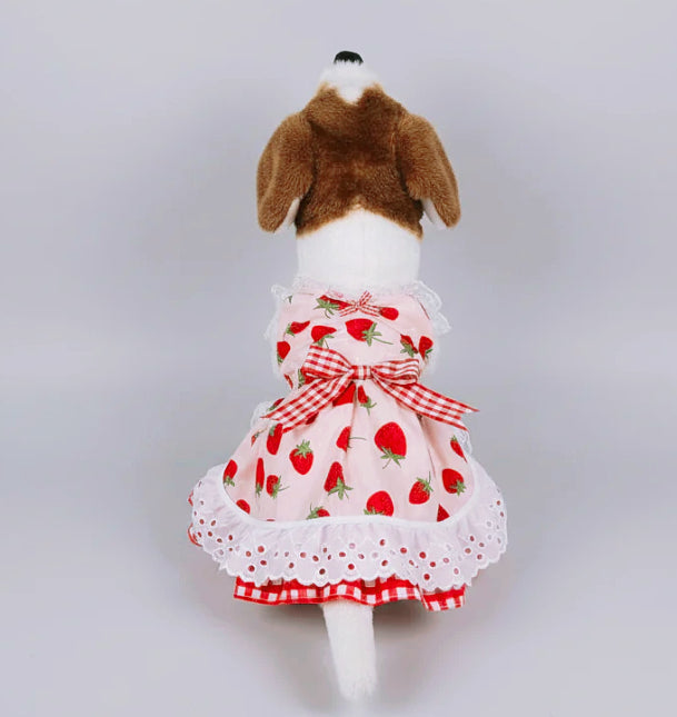 Adorable red delicious strawberry pattern dog dress