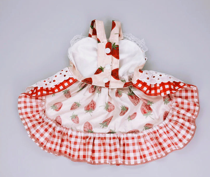 Adorable red delicious strawberry pattern dog dress