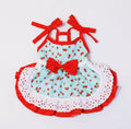 Cute red polka dot fresh strawberry print dog dress