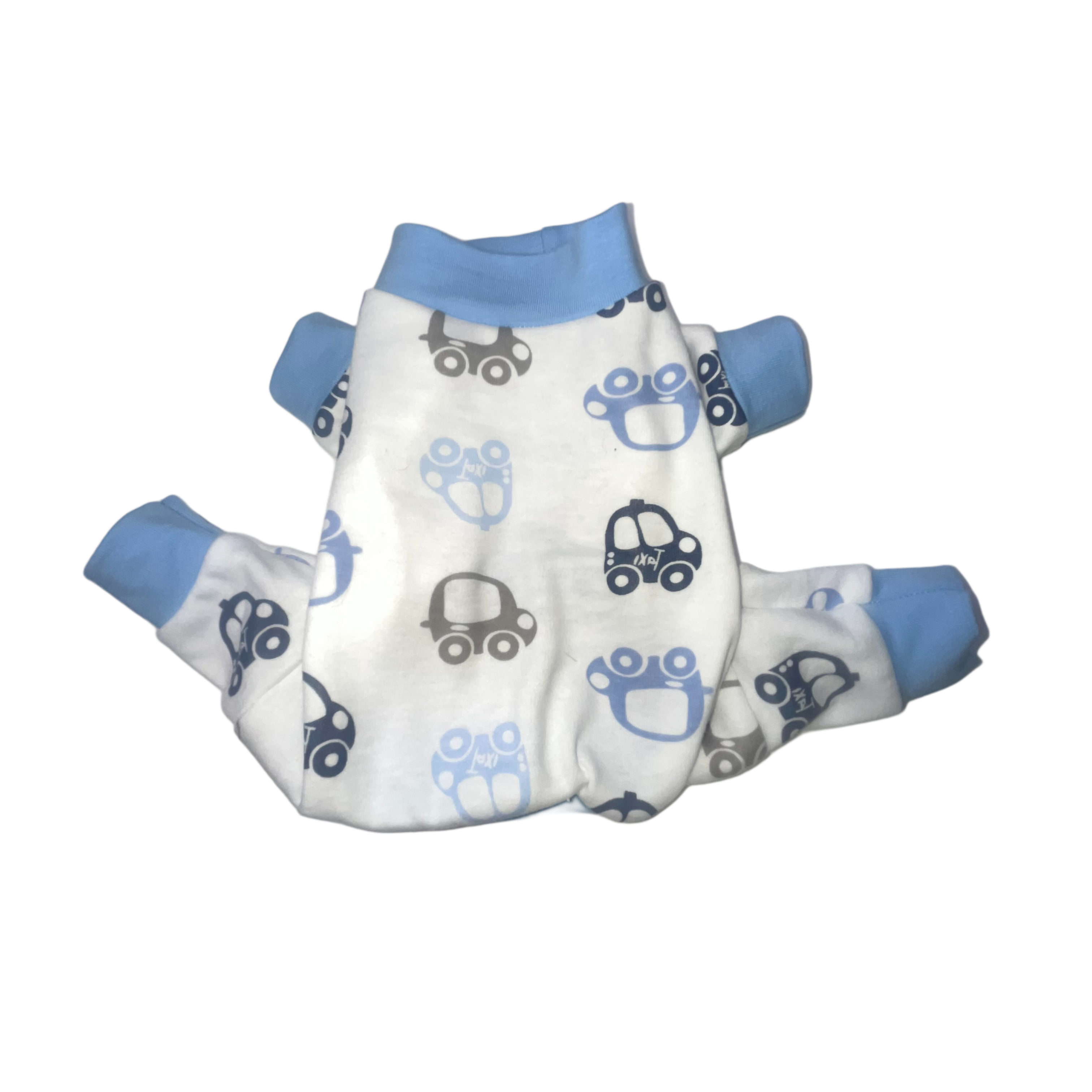 Blue cars printed dog pajamas