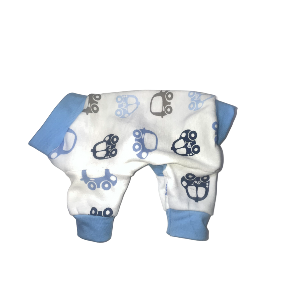 Blue cars printed dog pajamas