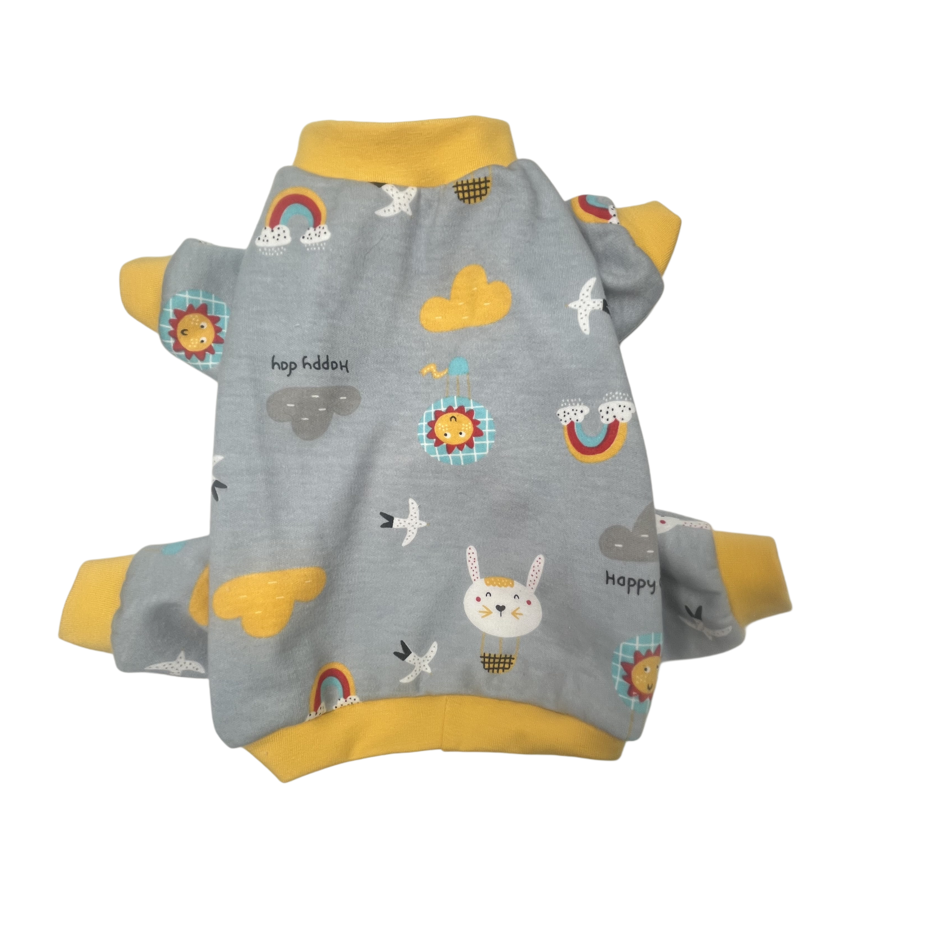 Gray bunny print dog pajamas