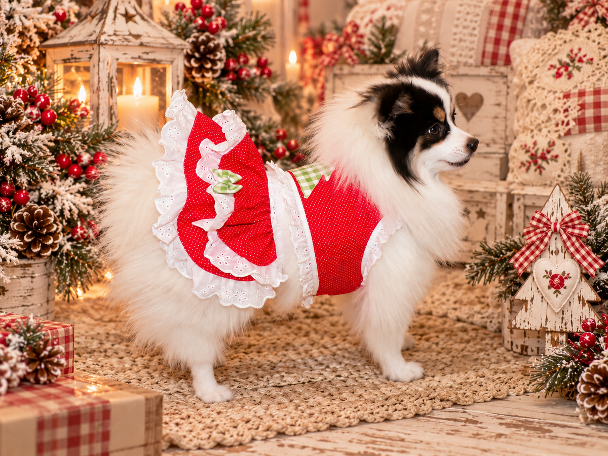 Christmas Cottage Cutie Dog Skirt Set