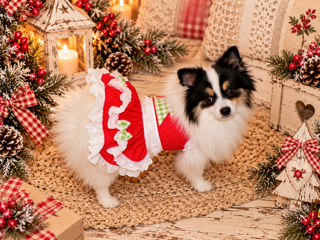 Christmas Cottage Cutie Dog Skirt Set