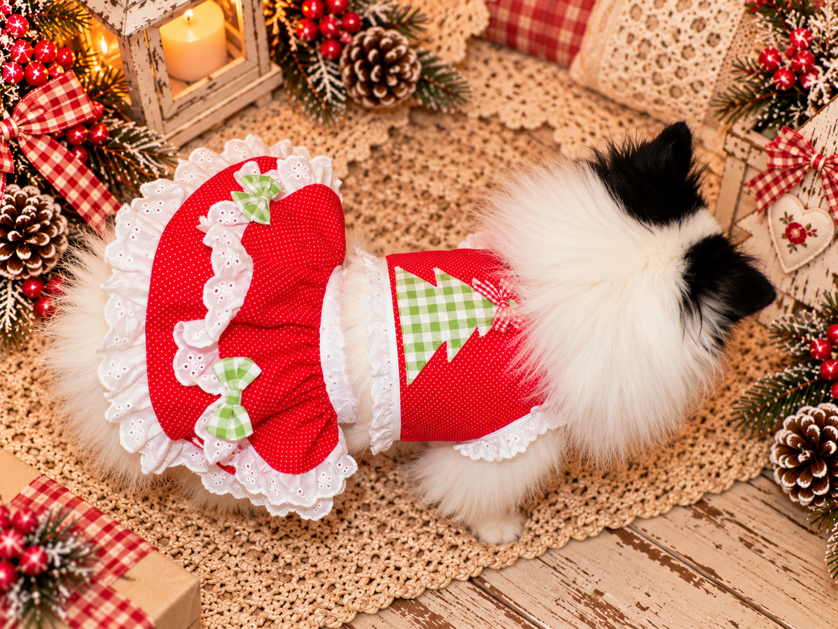 Christmas Cottage Cutie Dog Skirt Set