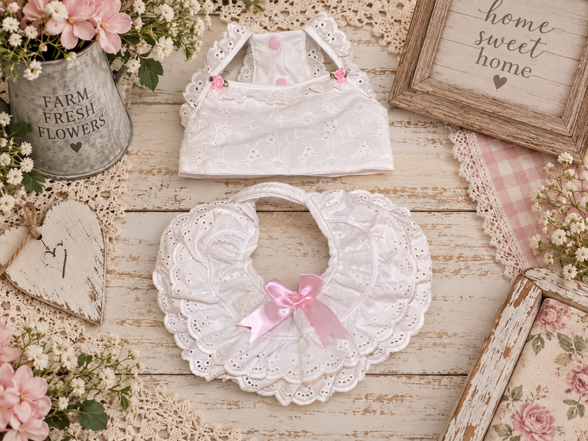 Pink Rose Cottage Ruffle Set