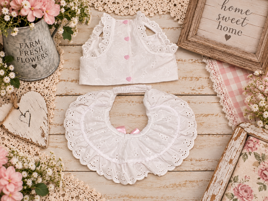 Pink Rose Cottage Ruffle Set