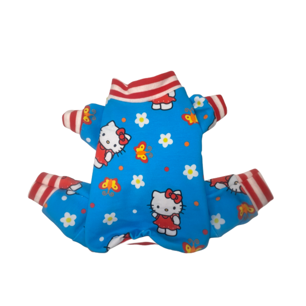 Teal and red Hello kitty dog pajamas