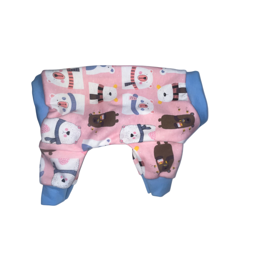 Pink winter bear printed dog pajamas