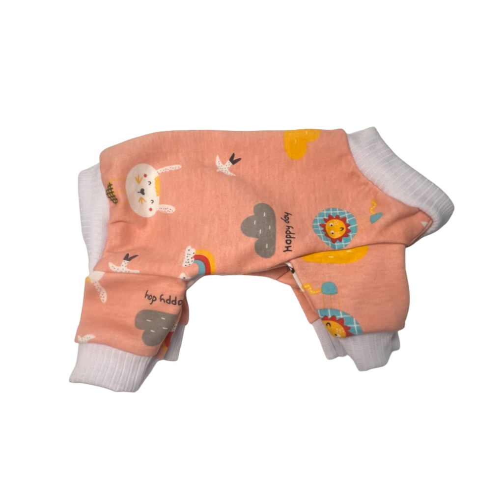 Salmon pink bunny print dog pajamas