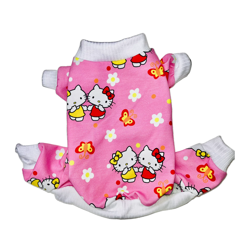 Pink Hello Kitty print dog pajamas