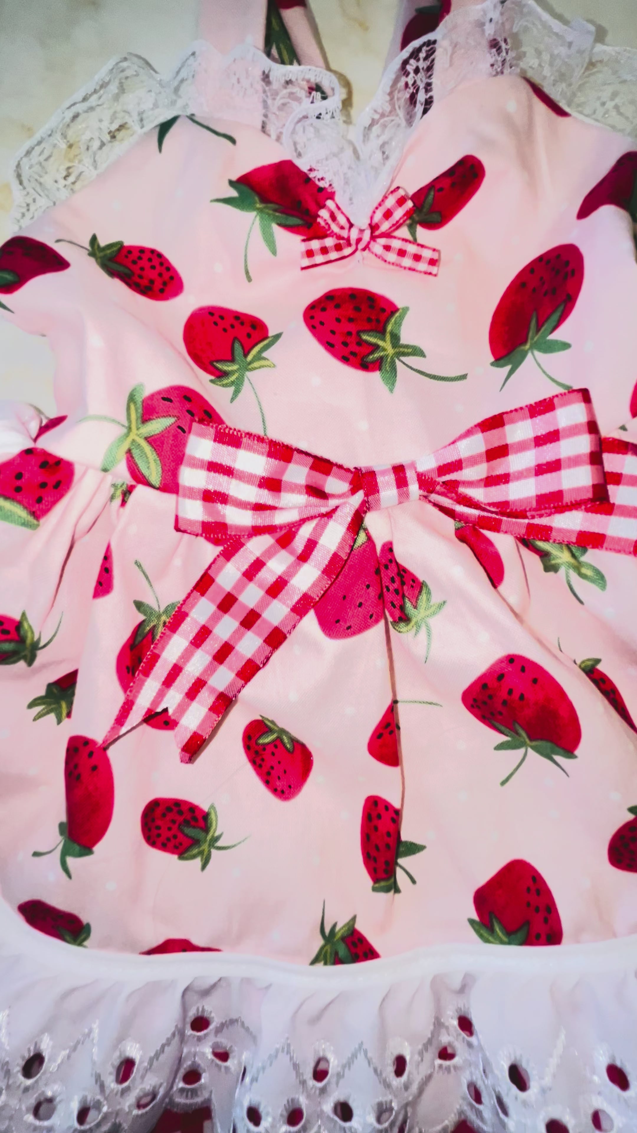Adorable red delicious strawberry pattern dog dress