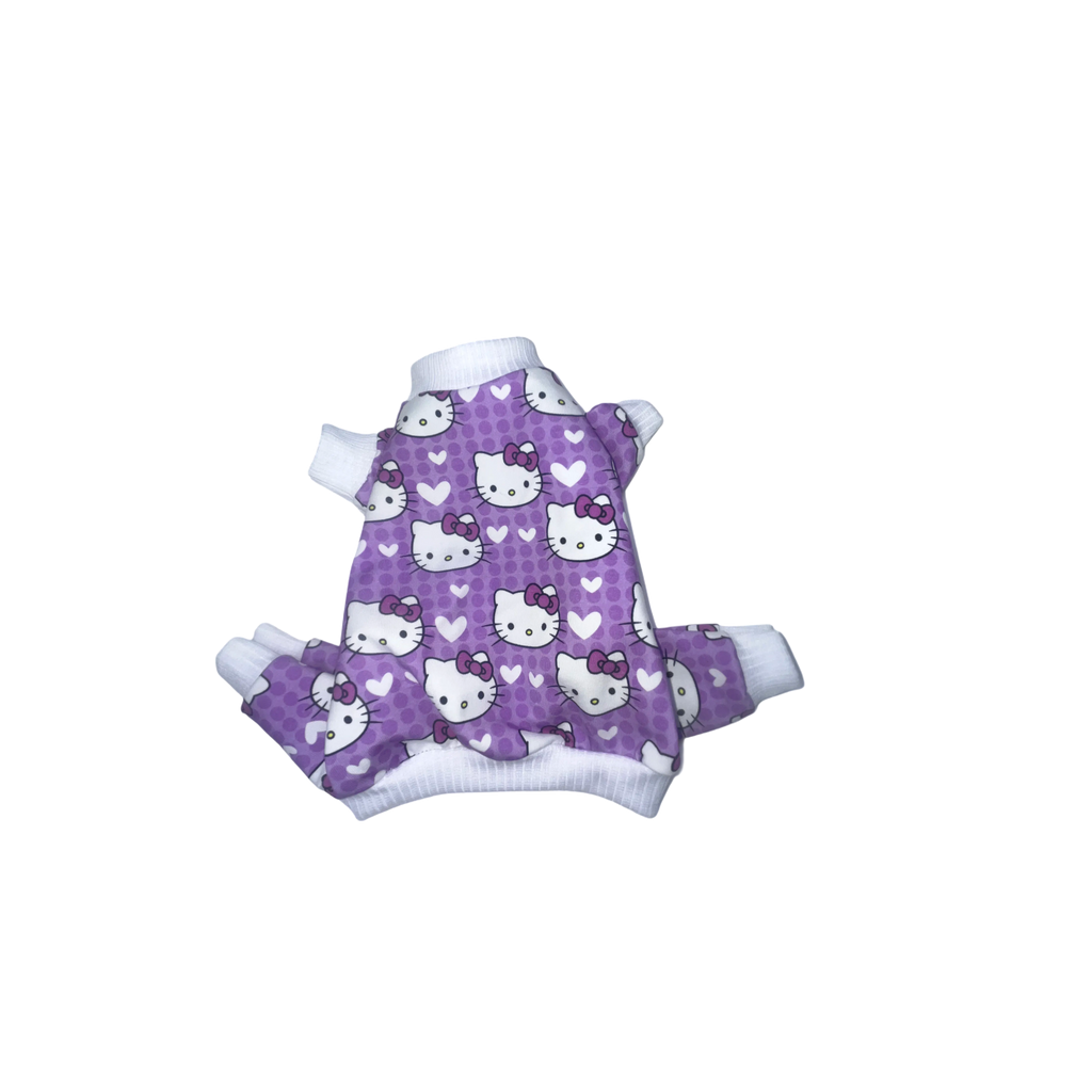 Purple Hello Kitty print dog pajamas