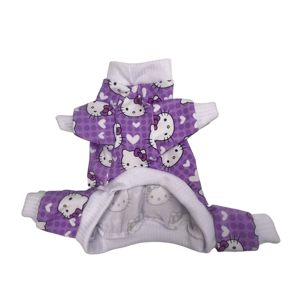 Purple Hello Kitty print dog pajamas