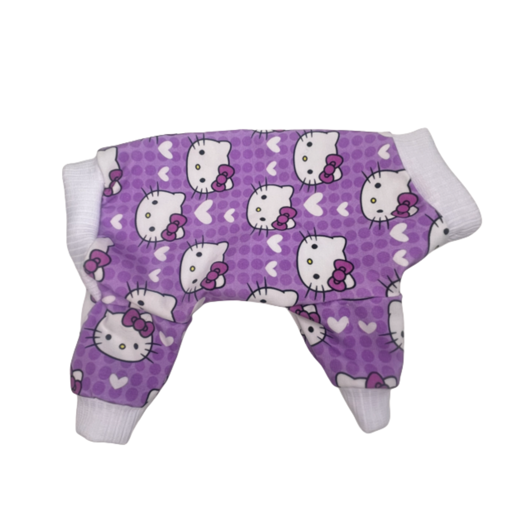 Purple Hello Kitty print dog pajamas
