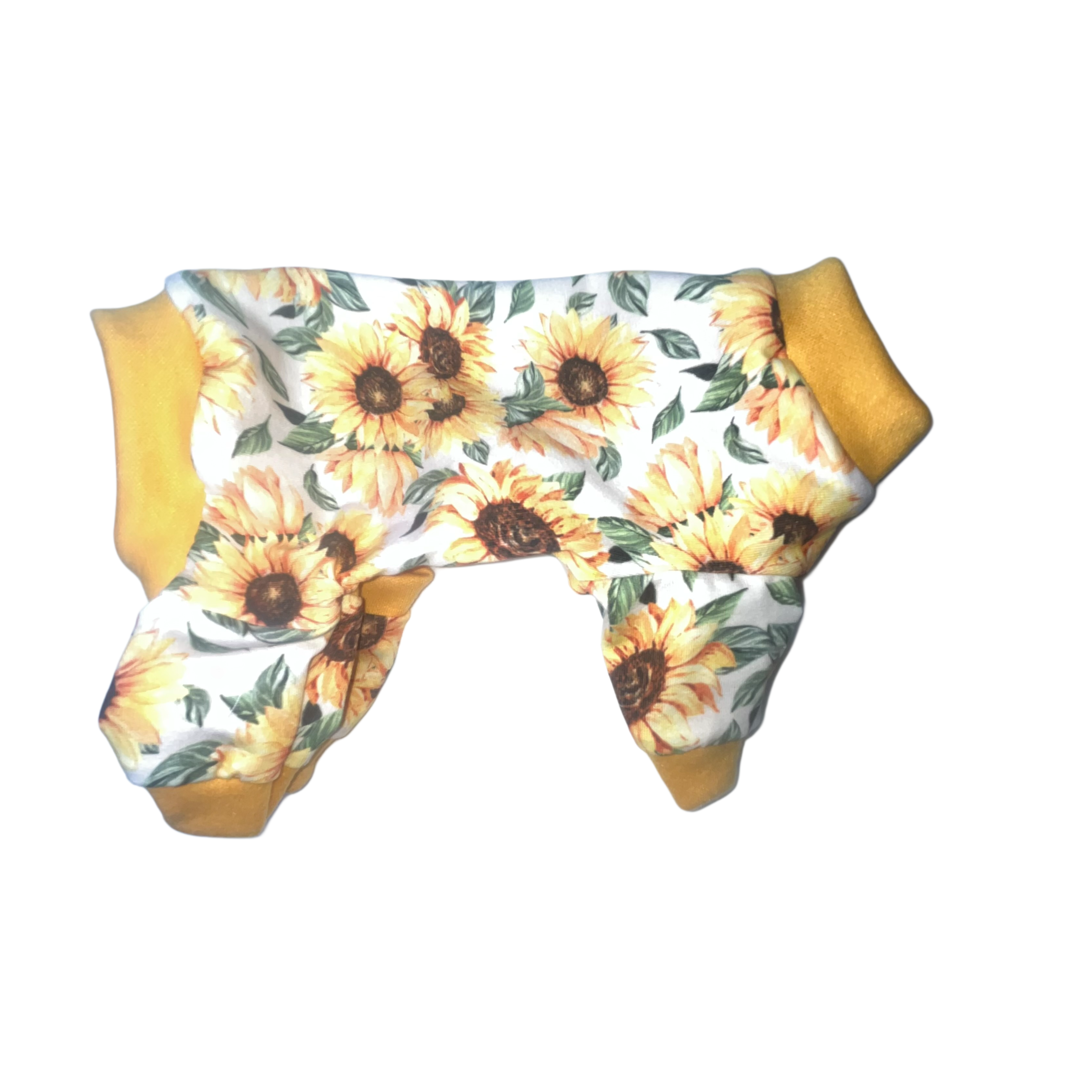 Yellow  small sunflower print cotton dog pajamas