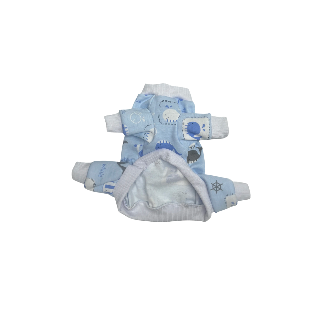 Baby blue whale printed cotton dog pajamas