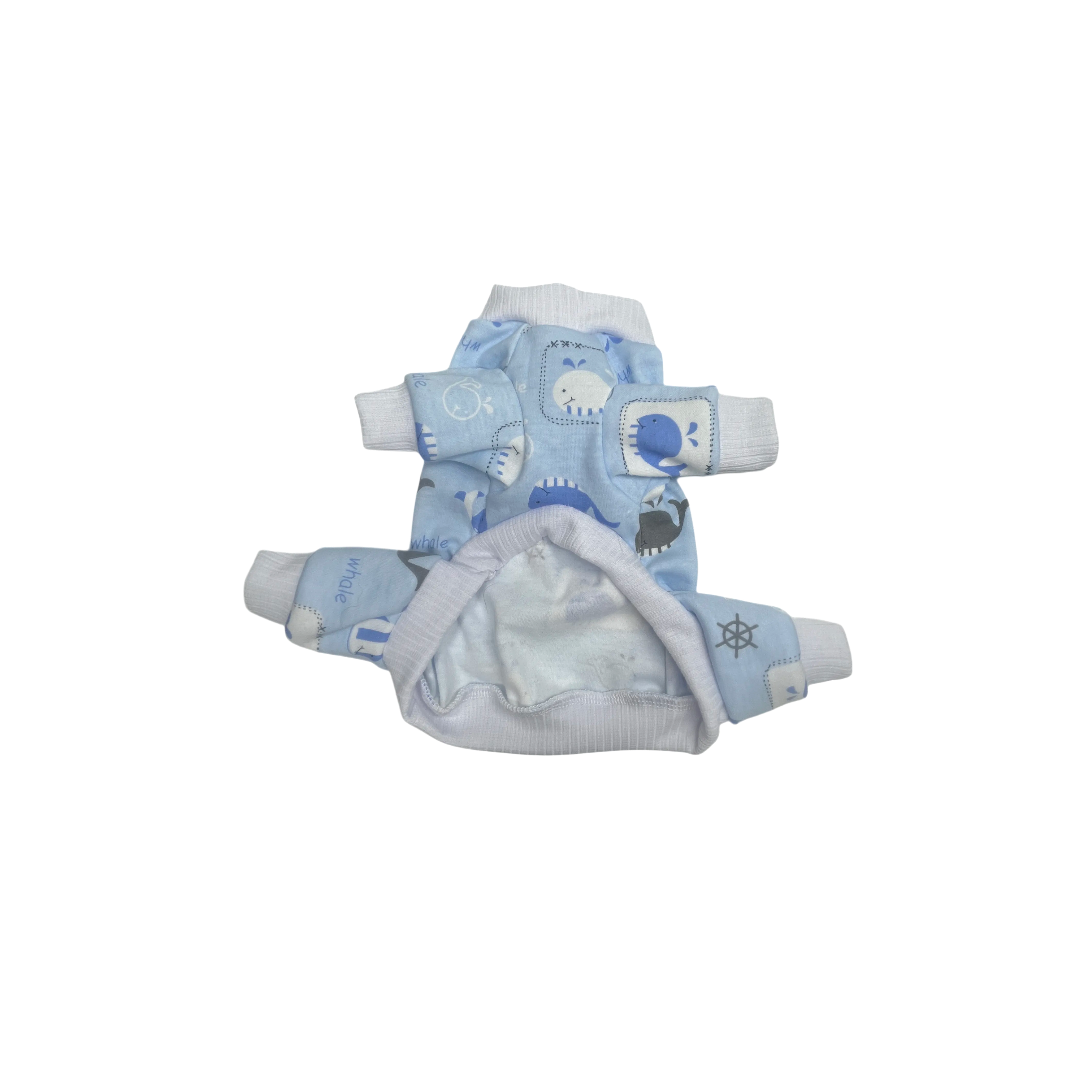 Baby blue whale printed cotton dog pajamas